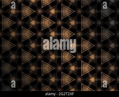 Seamless absract black and white textured pattern with kaleidoscope effect. Symmetric geometric ornament for digital paper, textile printing, wallpaper background design. Vector illustration. Stock Vector
