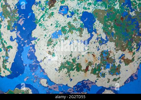 Close up shot in landscape format of the many times painted top of a capstan. Stock Photo