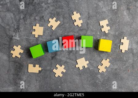 Stack of Sample Cube Rectangular Boxes On Surface Polished With Multi-Colour Stock Photo