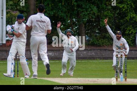 Moseley Cricket Club v Kidderminster Cricket Club at Mosley CC Birmingham - Saturday 11th June 2021 Stock Photo