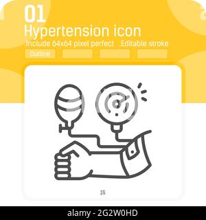 Hypertension line icon isolated on white background. Vector illustration hypertension sign symbol icon which can easily editable stroke for web Stock Vector