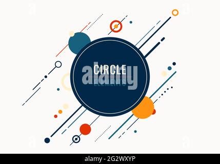 Abstract geometric circles and diagonal lines elements on white background. Vector illustration Stock Vector