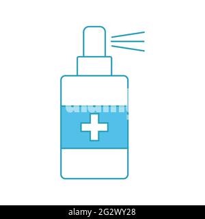 Antibacterial antiseptic for hand washing. Sticker. Spray. Information label, disinfectant. Medical alcohol sprays liquid. Prevention of the spread of Stock Vector