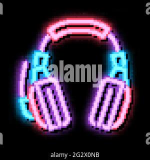 headphones accessories neon glow icon illustration Stock Vector