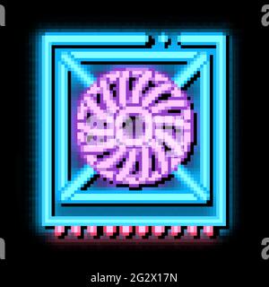 system fan computer component neon glow icon illustration Stock Vector