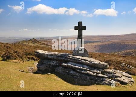 Cave-Penny Cross and Sharp Tor on Dartmoor in Devon. Stock Photo