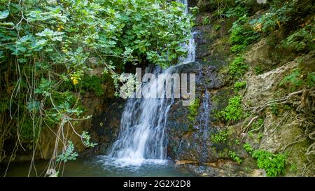 Aerial Photography of the Banias Stream (Banias River or Hermon River) Golan Heights, Israel Stock Photo