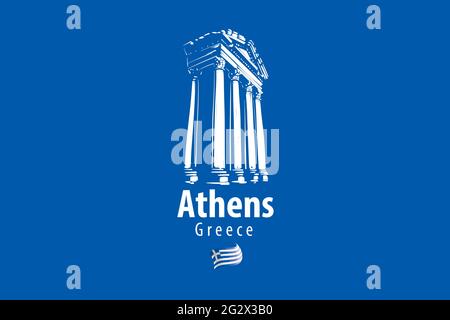 Vector illustration of an ancient Greek building in Athens Greece Stock Vector