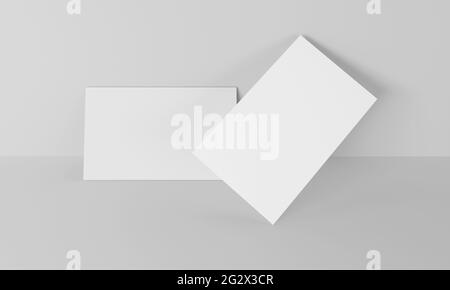 Business card on white background. Mockup design. 3d rendering. Stock Photo