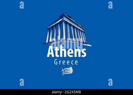 Vector illustration of an ancient Greek building in Athens Greece Stock Vector