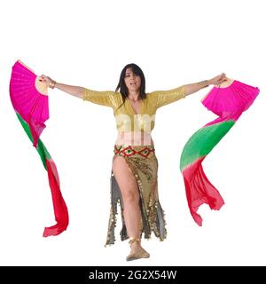 Egyptian style Belly dancer On white Background Stock Photo