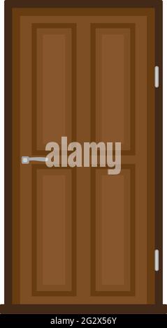 Vector illustration of a modern wooden door on a white background Stock Vector