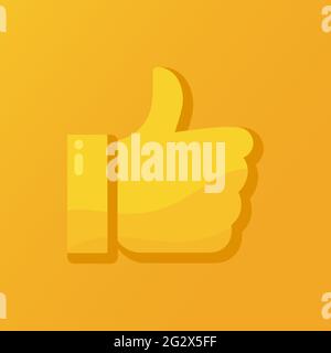 Vector illustration of a thumbs up, likes, approved or good symbol on an orange background. Stock Vector