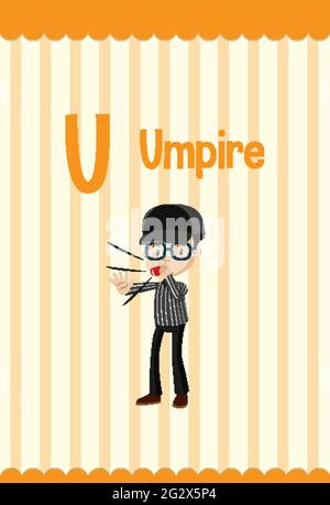 Alphabet flashcard with letter U for Umpire illustration Stock Vector