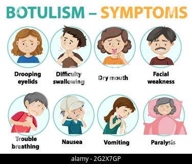 Botulism symptoms information infographic illustration Stock Vector