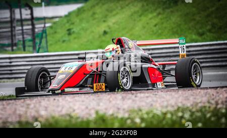 Oschersleben, Germany, April 26, 2019:Van Amersfoort Racing single-seater car driven by Sebastian Estner during German ADAC Formula 4 Stock Photo