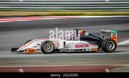 Oschersleben, Germany, April 28, 2019:US Racing CHRS single-seater car driven by Alessandro Ghiretti during German ADAC Formula 4 Stock Photo