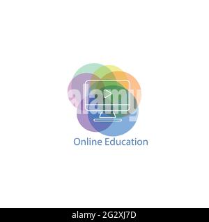 Online education thin flat design Stock Vector
