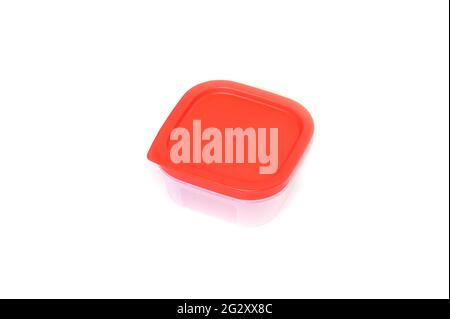 Square Plastic container in a white background Stock Photo
