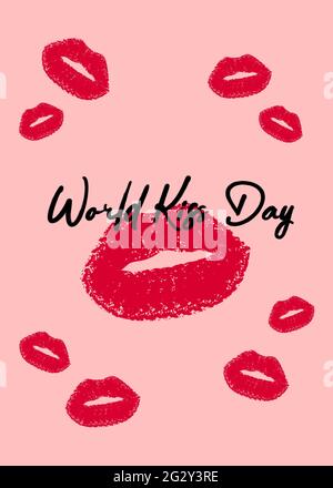 World kiss day. Template for card, poster, flyer, print. Vector illustration. Stock Vector