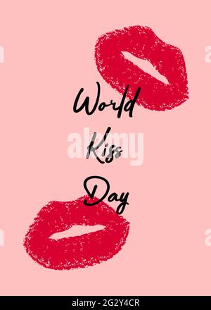 World kiss day. Template for card, poster, flyer, print. Vector illustration. Stock Vector