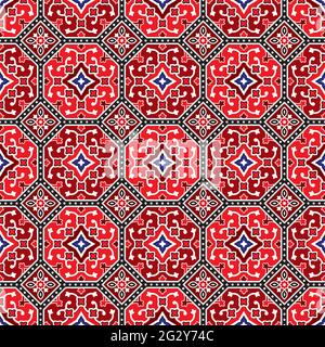 Red Ajrak Pattern, Vector Illustration Stock Vector