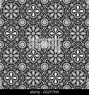 Black Ajrak pattern background, vector illustration Stock Vector