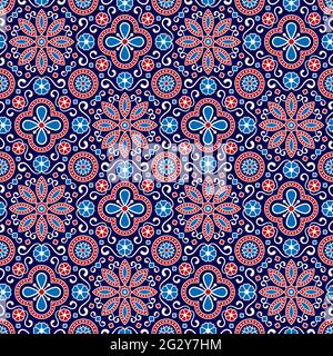 Colorful Ajrak Pattern, Tribal and ethnic Background, Vector Illustration Stock Vector