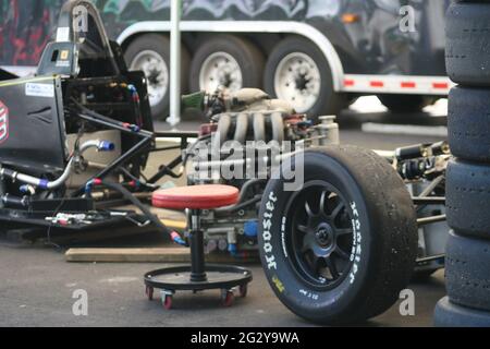 Road America Raceway paddock during the June Sprints SCCA. Stock Photo