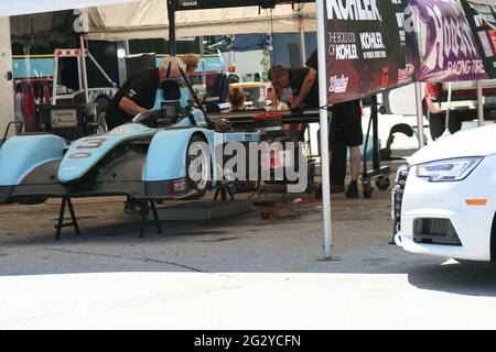 Road America Raceway paddock during the June Sprints SCCA. Stock Photo