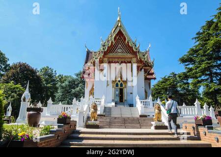 London UK 13 June 2021 Buddahpadipa Temple in Wimbledon ,  open its doors once again to visitors and worshippers this wonderful sunny Sunday .Paul Quezada-Neiman/Alamy Live News Stock Photo