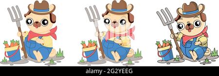 Vector composition Pekingese in farm Stock Vector