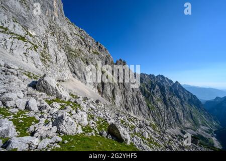 Dayhike onto the summit of Zugspitze through the vally of hell Stock Photo