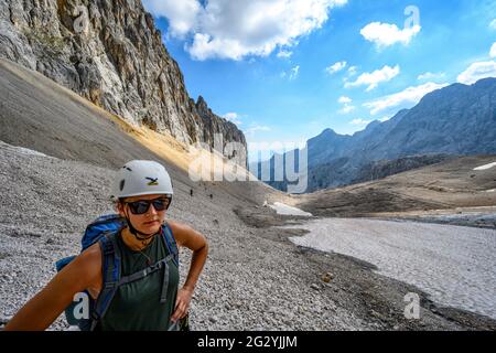 Dayhike onto the summit of Zugspitze through the vally of hell Stock Photo