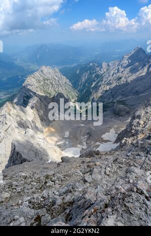 Dayhike onto the summit of Zugspitze through the vally of hell Stock Photo