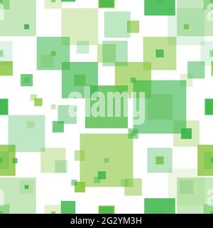 Seamless geometric pattern of squares of different transparency in shades of green. Illustration for textures, textiles and simple backgrounds. Flat d Stock Vector