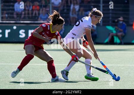 AMSTELVEEN, NETHERLANDS - JUNE 13: Pauline Leclef of Belgium during the Euro Hockey Championships Women match between Belgium and Spain at Wagener Stadion on June 13, 2021 in Amstelveen, Netherlands (Photo by Jeroen Meuwsen/Orange Pictures) Stock Photo