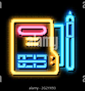 document policy neon glow icon illustration Stock Vector