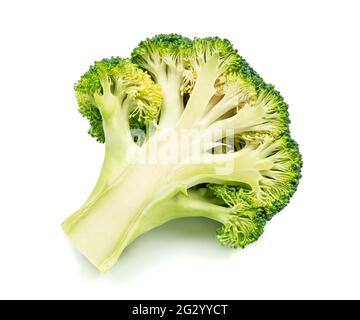 fresh green sliced broccoli  isolated on white background Stock Photo
