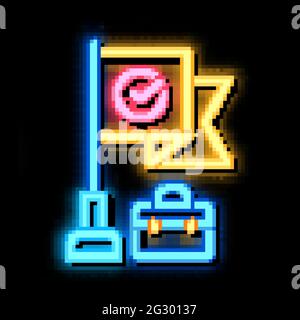 quality policy neon glow icon illustration Stock Vector