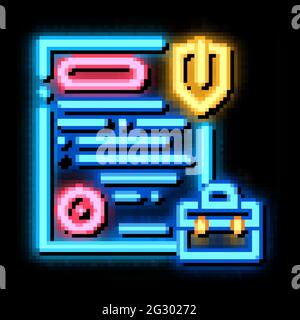 insurance policy neon glow icon illustration Stock Vector