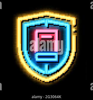 shield policy neon glow icon illustration Stock Vector