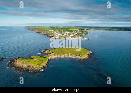 Aerial view of Ballycotton, a coastal fishing  village in County Cork, Ireland Stock Photo