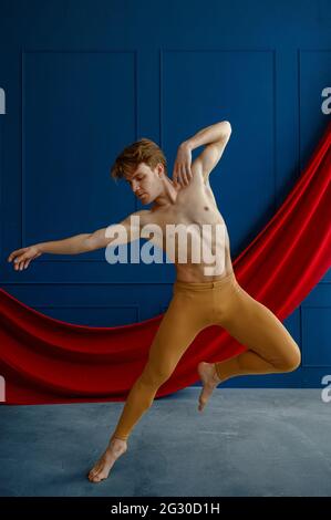 Male ballet dancer, training in dancing class Stock Photo