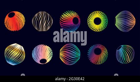 3d sphere globe set in colorful gradient Stock Vector