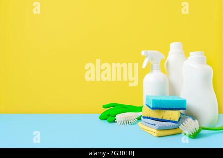 Copy Space Image Of Cleaning Accessories Stock Photo, Picture and