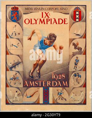 Amserdam - 1928 - Vintage Olympic Poster Stock Photo