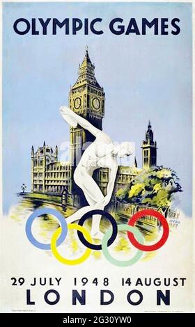 Vintage poster advertising the London Olympics of 1948 Stock Photo - Alamy