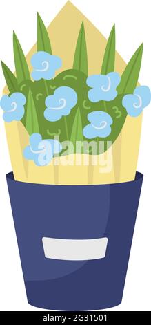Blue flowers arrangement semi flat color vector object Stock Vector