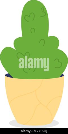 Small plant for desk at workplace semi flat color vector object Stock Vector